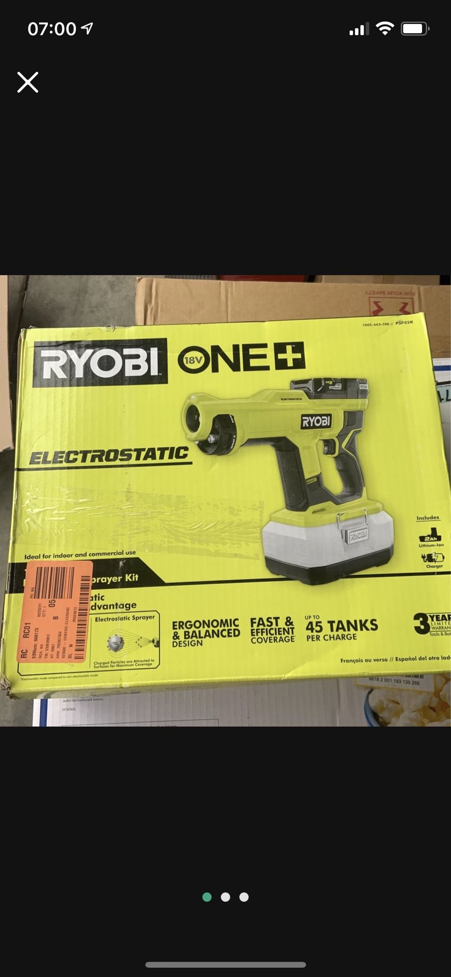 RYOBI ONE+ 18V Cordless Handheld Electrostatic Sprayer (Tool Only)
