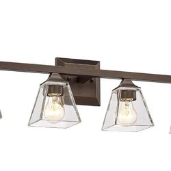 (New in Box)
Bronze Bathroom Light Fixtures, HWH 4-Light Farmhouse Vanity Wall Sconce Bathroom Sconce Over Mirror, Oil-Rubbed Bronze Finish with Squar