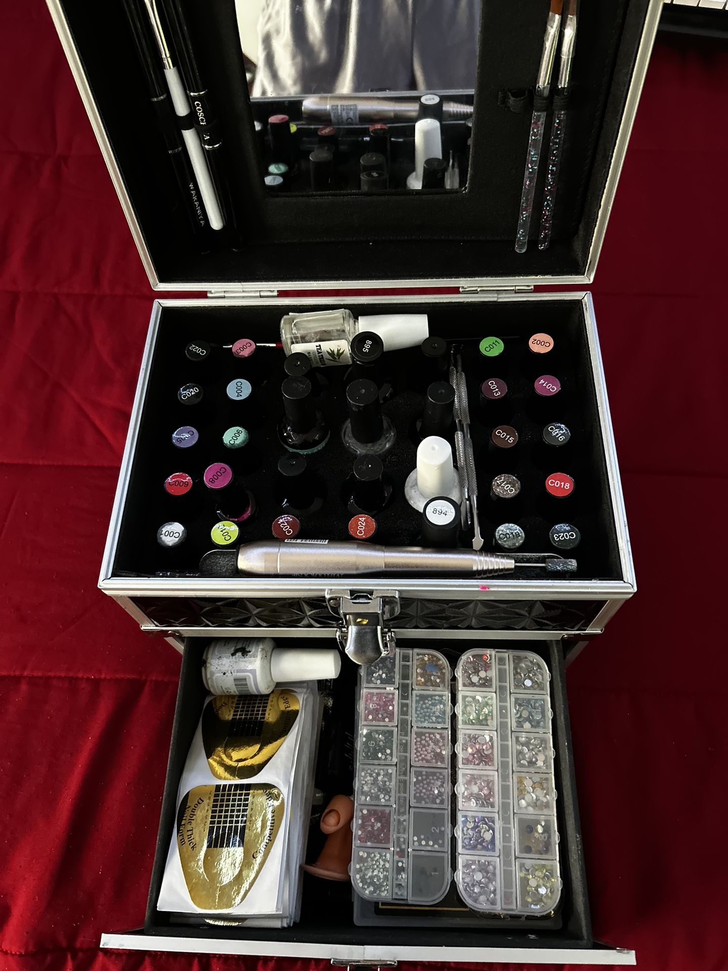 Costravio Jet Black Nail Tech Box / Makeup Supply Box
