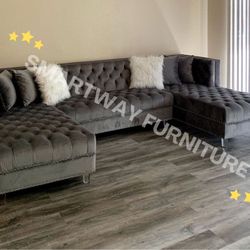 Prada Grey Sectional Double Chaise 