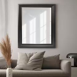 Rectangular PS Framed Wall Bathroom Vanity Mirror in Black