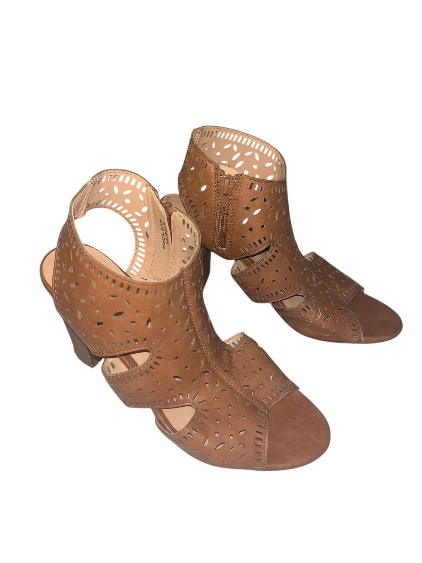 Light brown leather ankle boots