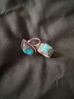 Two Sterling Silver Turquoise Rings
