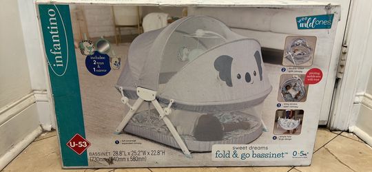 Infantino Sweet Time Dreams Fold & Go Bassinet, 0-5 Months Unisex, Multicolor Koala