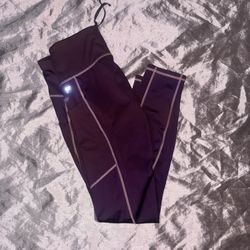 Fabletics High Wasted women size Small burgundy Leggings compression drawstrings