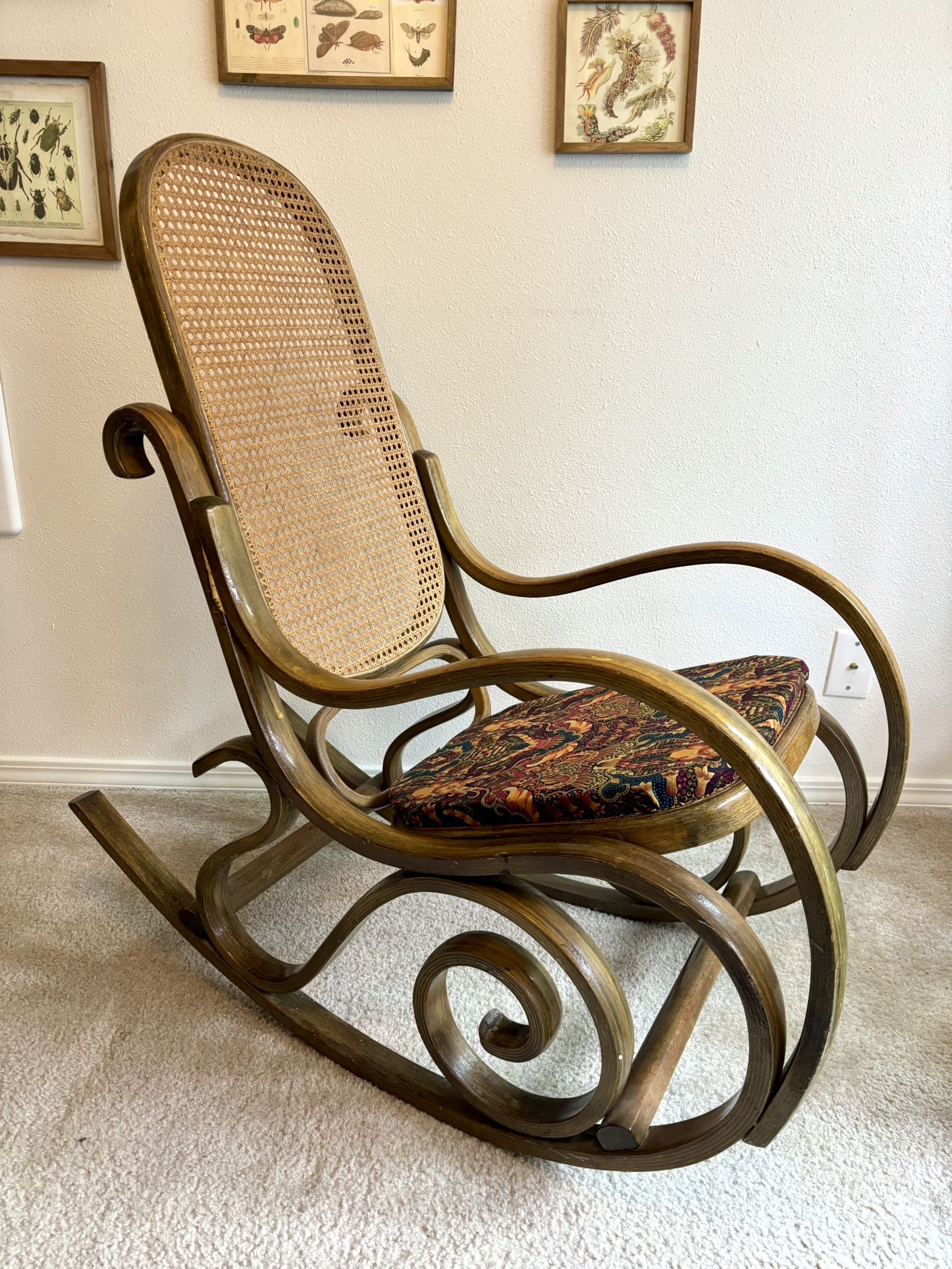 Gorgeous Vintage Bentwood and Cane Rocking Chair