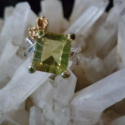 Unique Cut Lemon Quartz Solid Sterling Silver Ring Size 8
