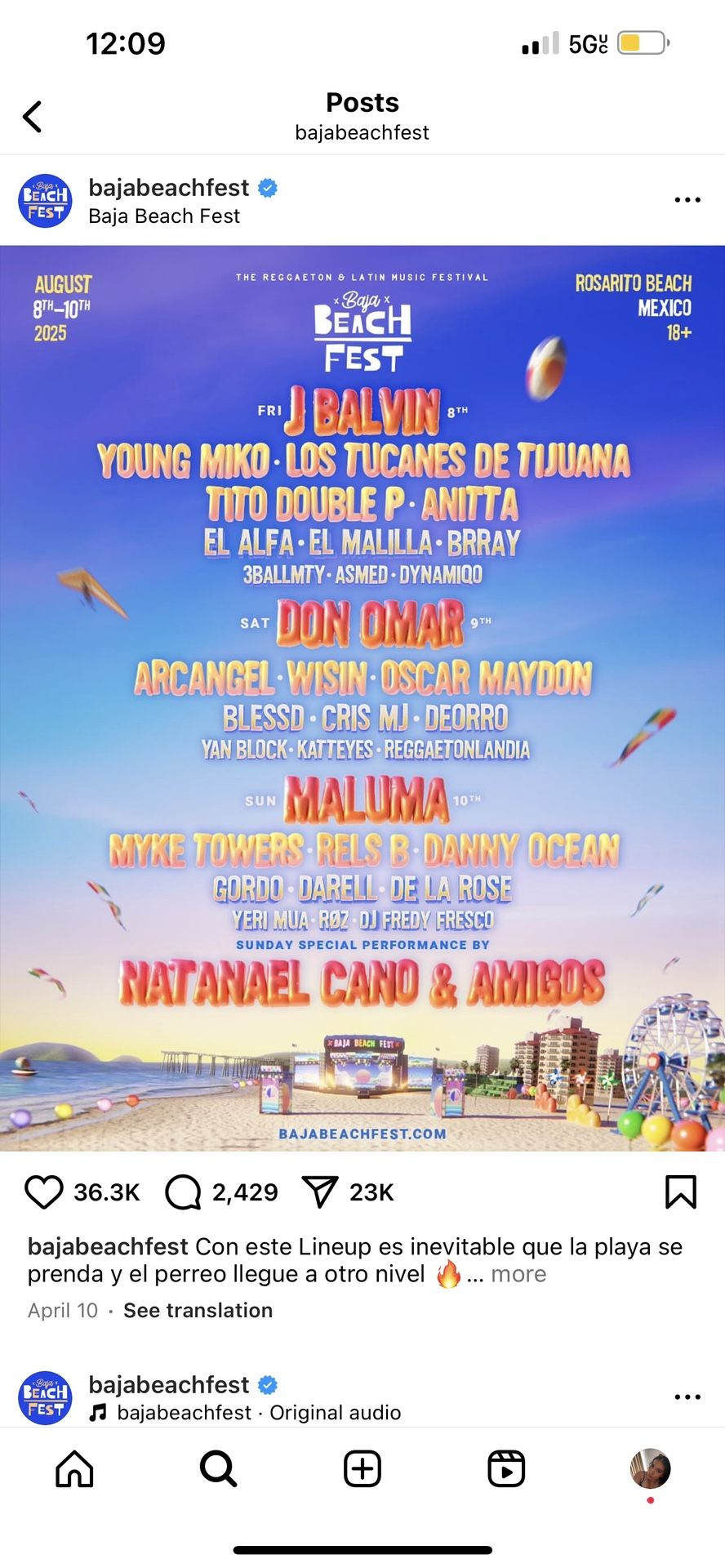 Baja Beach fest GA wristband