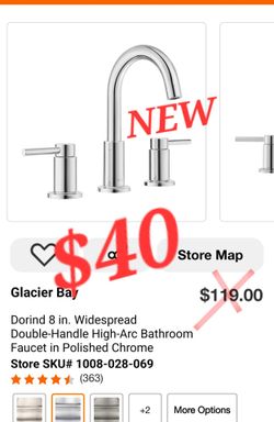 Glacier Bay Dorind 8" Widespread Bathroom Faucet – Polished Chrome – NEW – $40