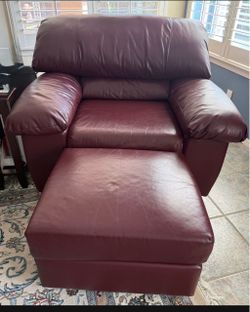 Leather sofa, chair ottoman