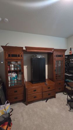 entertainment center/armoire and table dresser