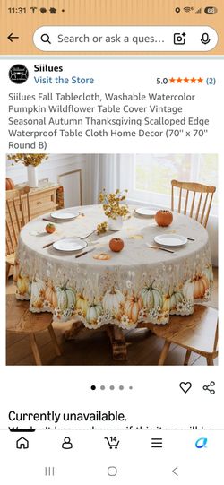 Fall round tablecloths 70" new