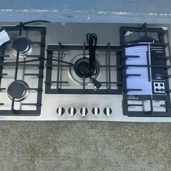COOK TOP GAS 36” New Fulgor Milano STAINLESS STEEL 