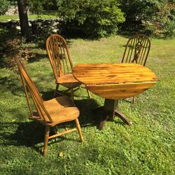 Drop Leaf Table 3 Chairs Wood