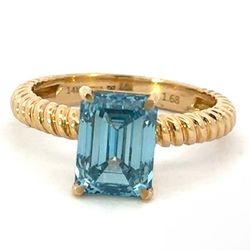Woman’s 14k Yellow Gold Lab Created Emerald Cut Blue Diamond Solitaire 1.68CTW Size 7 GP3109434
