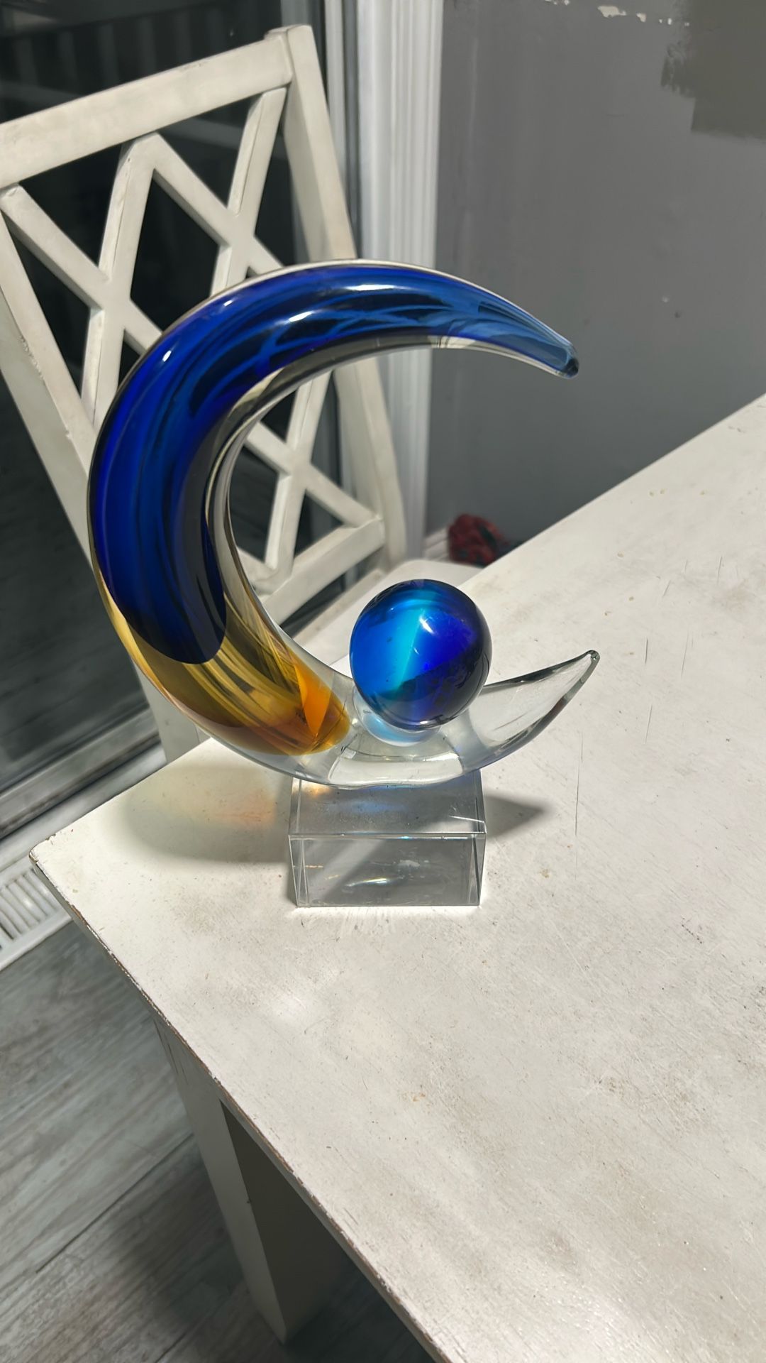 Murano Crescent And Sphere Glass Sculpture