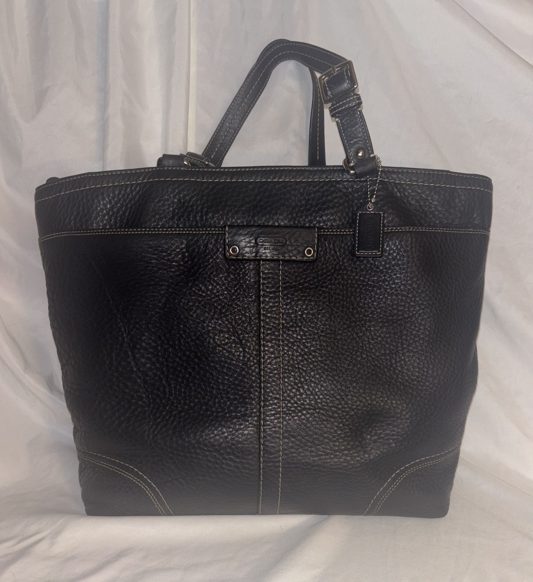 COACH Vintage Coach Hamilton Large Black Pebbled Leather tote Bag Purse.