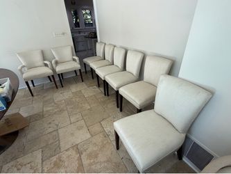 Mitchell Gold + Bob Williams Dining Chairs – Set of 8 (6 Side + 2 Arm). THURS 7/9 PICK UP LATEST.