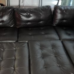 Brown Sectional With Ottoman
