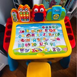 V Tech Explore and Write desk AND kindergarten expansion pack
