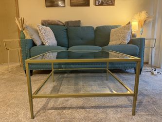 Gold Rimmed Glass Coffee Table  (3-set)