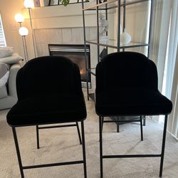 Set Of 2 Rove Concepts Black Velvet Counter Height Stools