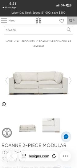 Loveseat (ROANNE) 2 Piece Modular