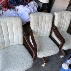 Set Of 3 Antique Rolling Chairs