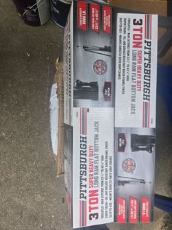 Pittsburgh 3 Ton Super Heavy Duty Long-Ram Flat Bottom Jack x 2
