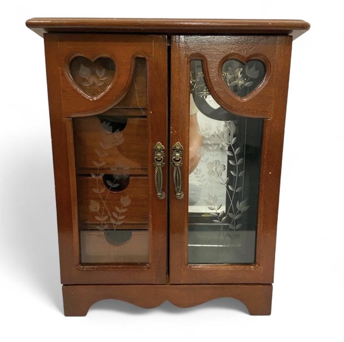 Vintage Miniature Wooden Heart Jewelry Box