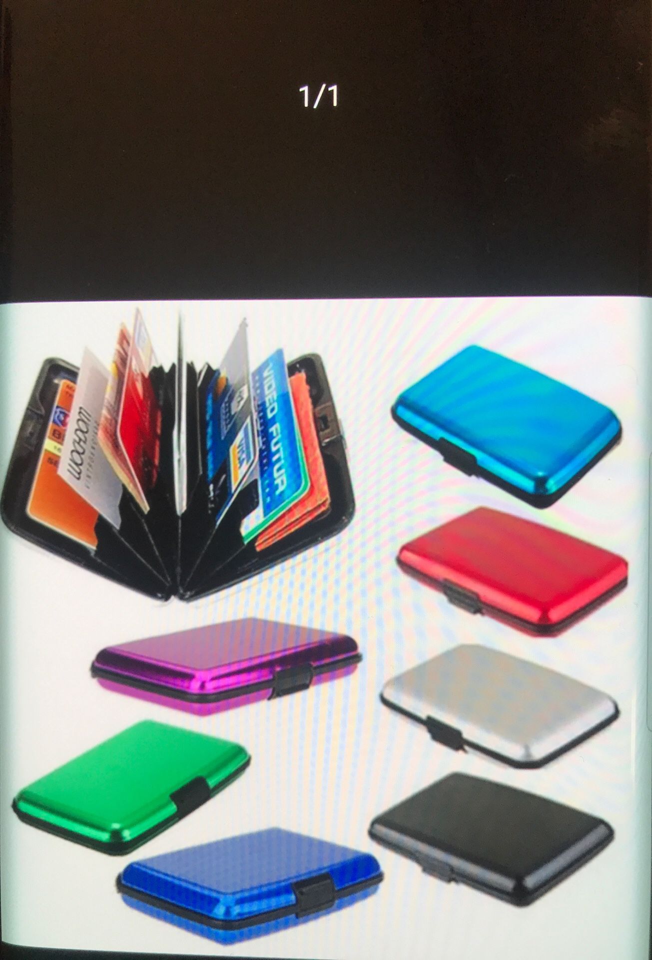 Aluminum pocket holder wallet credit cards cash business ID multicolored