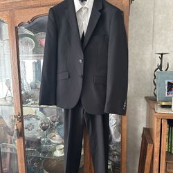 Black Dress Suit Chest 34 With Pants 28” Waist And Free 14.5” Shirt 