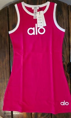 ALO Halter Dress Girls Hot Pink Tank Dress with White Trim XS-2XL
