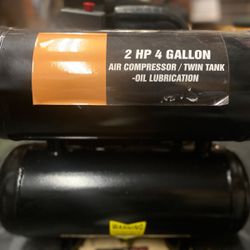 4 Gallon Twin Tanks Air Compressor 2 HP Max 115PSI 5.5cfm, Black 