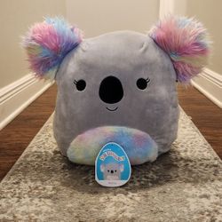 SQUISHMALLOWS 16" KELINA the KOALA Large RAINBOW Gray Plush EUC  Soft CLEAN Grey Stuffed Animal Pillow Have Original TAG ( detached )