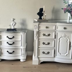 Gorgeous White 12 Drawer Dresser And 2 Nightstands