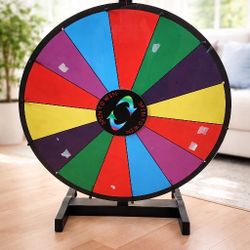 WinSpin 18" Tabletop Prize Wheel Dry Erase, Dark Rainbow