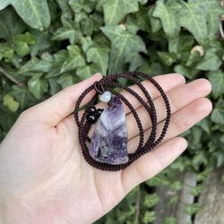 100% Natural Raw Amethyst Pendant #1