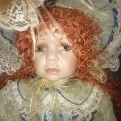 30 Inch Tall Porcelain Doll With Sun Hat Boots