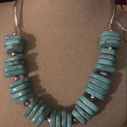 Genuine New Beautiful Chunky Turquoise And Sterling Necklace Only $150