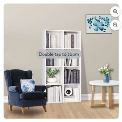 White Bookcase, 8 Cubes Storage Cabinet Unit Freestanding Display Stand Shelves