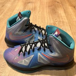 Nike LeBron 10 Pure Platinum 2013 Brand New Multi Color 541100 008 Mens Size 11