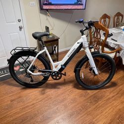 Schwinn Adult Coston DX 27.5" Wheels Hybrid Electric Bike White L/XL 21” Aluminum Frame