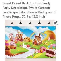 "BLULU" CANDYLAND BACKDROP  BIRTHDAY PARTY BANNER