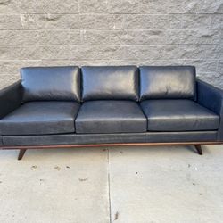 Blue Leather Nolita Sofa