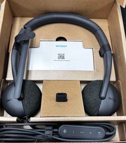 Dell WH3024 USB-C Wired On-Ear Headset w/ Boom Mic, Built-In Mic, Black