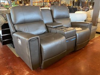 LA-Z-BOY Apollo Power Leather Recliner Loveseat w/ Console