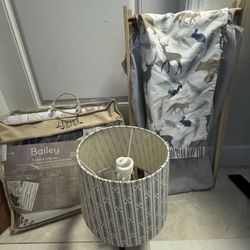 Bailey Baby Crib Sheet/ Lamp/ Laundry Bin $40