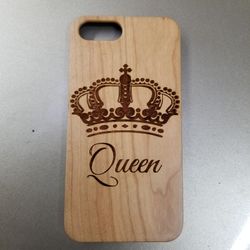 Queen design laser engraved wood case for iPhone and Samsung Galaxy