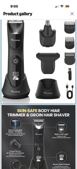 Manscape Body Hair Trimmer for Men, No Nick Pubic Bikini Trimmer for Women, 3 in 1 Versatile Groin Shaver with Nose Hair Trimmer, Cordless Dock Chargi
